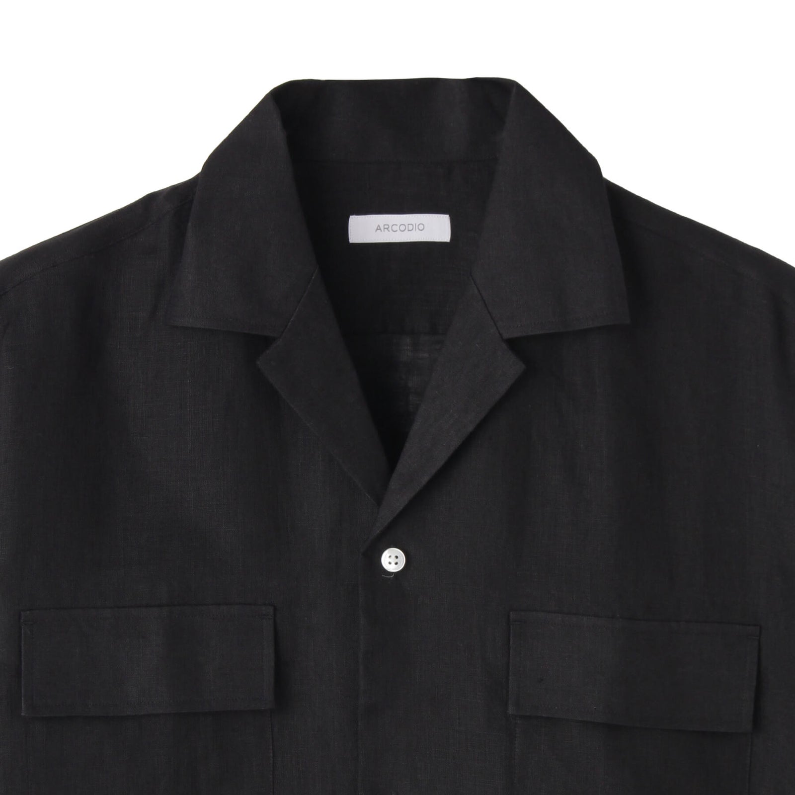 フレンチリネン 半袖プルオーバー　ブラック　L 半袖プルオーバー フレンチリネン ブラック – MINIMAL WARDROBE