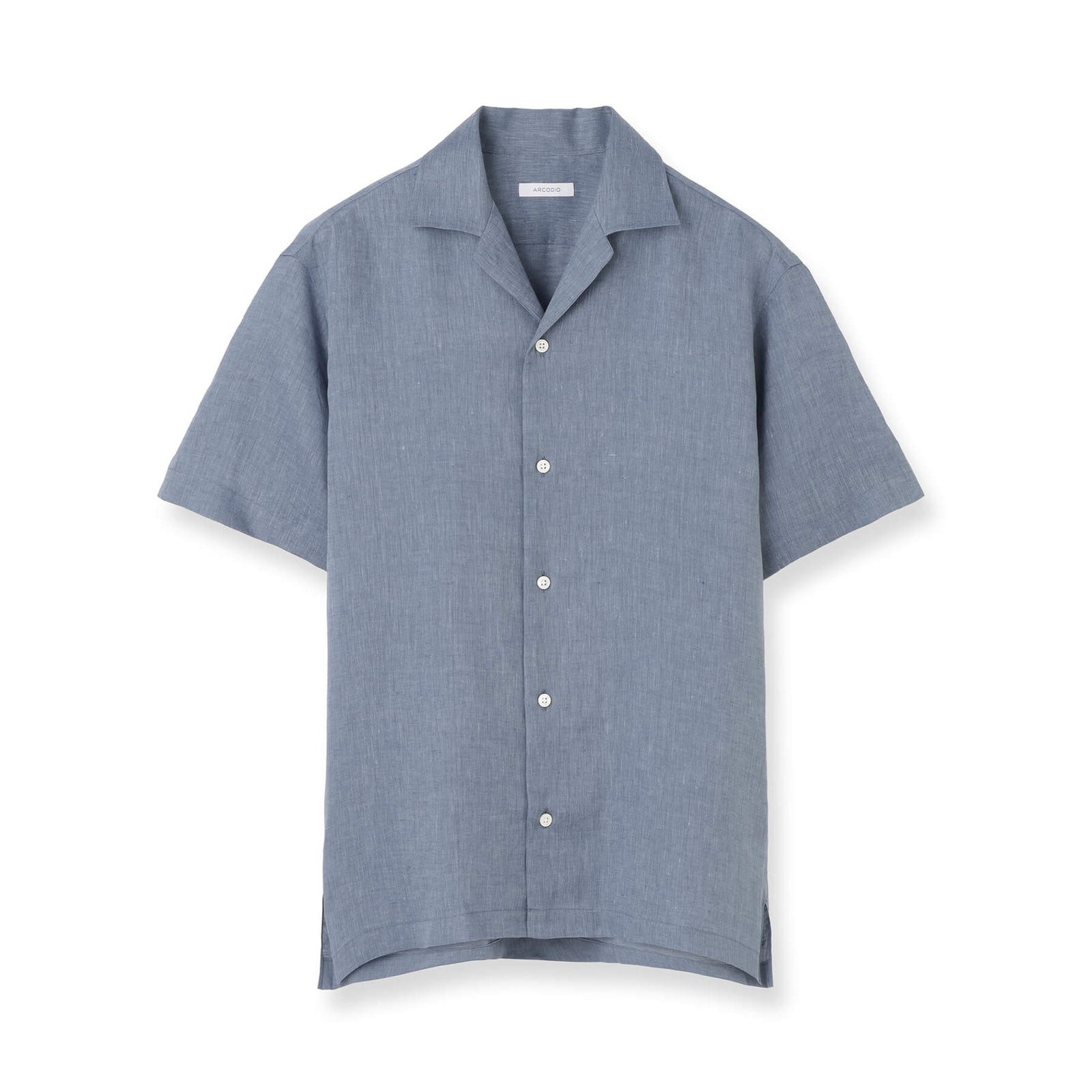 フレンチヴィンテージ　半袖リネンシャツ オープンカラー フレンチリネン半袖 ブルーグレー – MINIMAL WARDROBE