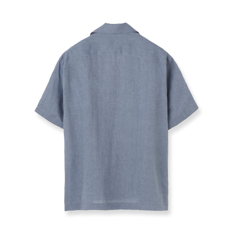 オープンカラー フレンチリネン半袖 ブルーグレー – MINIMAL WARDROBE