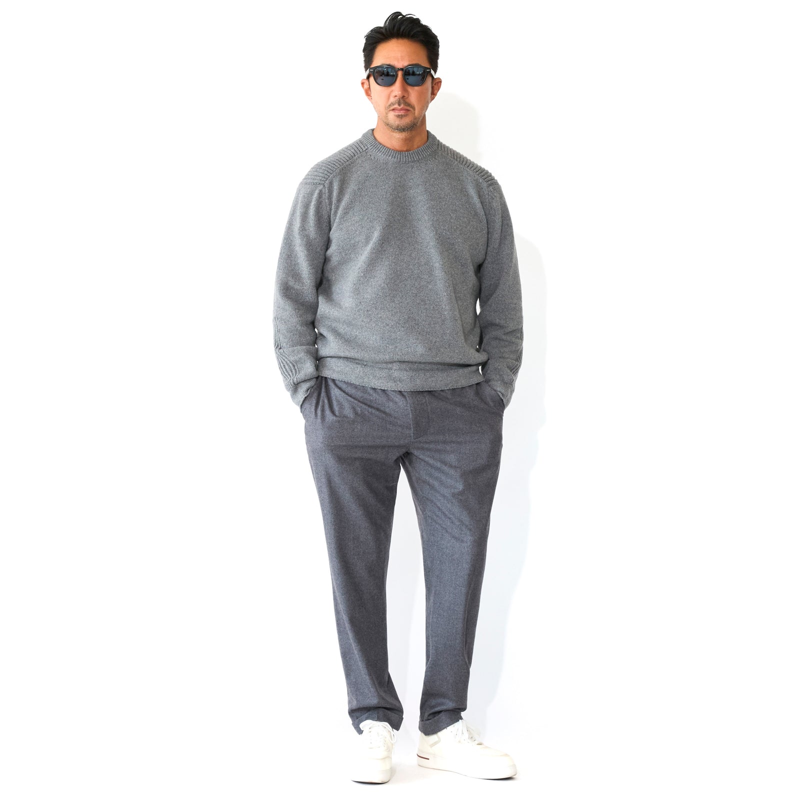 【美品】Munsingwear カシミアニット　グレー　ゴルフ　SG4320 MUNSING WEAR マンシングウェア SG4320 カシミヤ混 ニットセーター