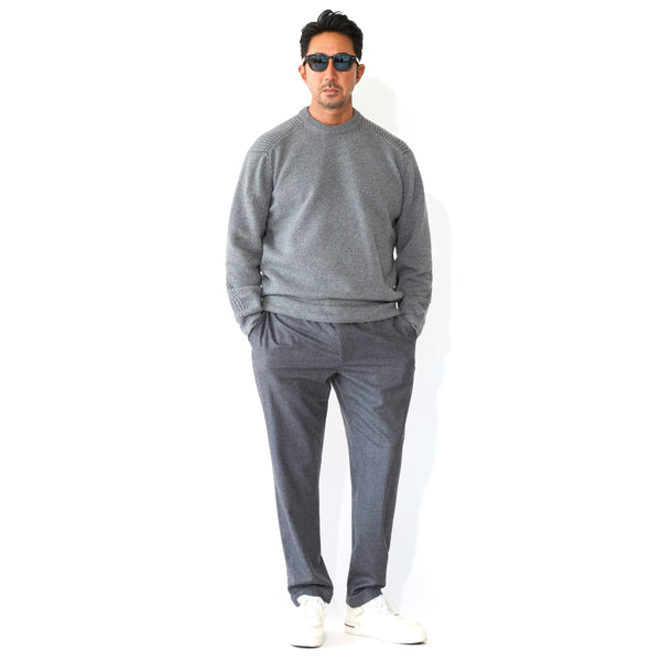 【干場別注】カシミヤミドルゲージ コマンドニット グレー