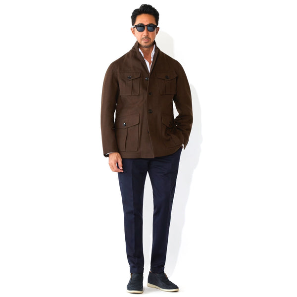 シェットランドウール フィールドジャケット ブラウン