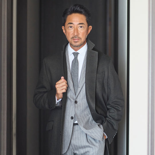 【干場別注】ストレッチカバートクロスチェスターコート ブラウン