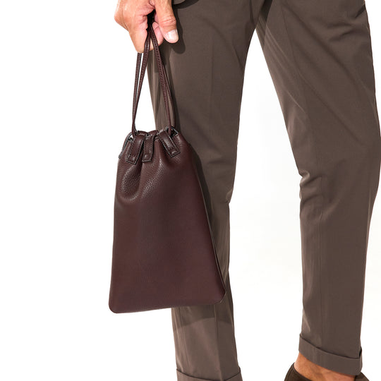 【干場別注】Coulisse 巾着袋 サドルレザー ブラウン