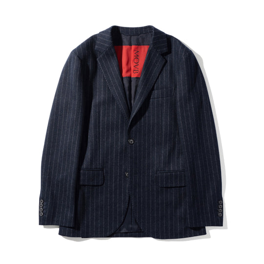 Optima 16.5 Merino Wool Jersey Bankaer Stripe シングル２Bクラシックテーラードジャケット ネイビー