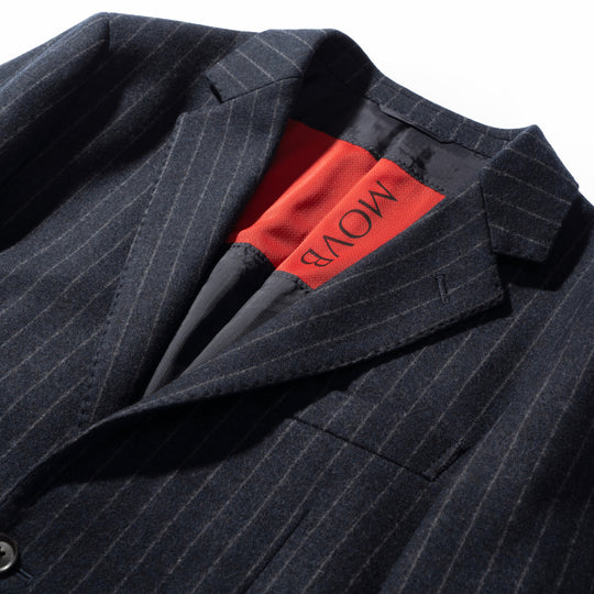 Optima 16.5 Merino Wool Jersey Bankaer Stripe シングル２Bクラシックテーラードジャケット ネイビー