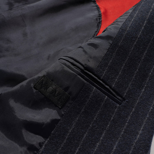 Optima 16.5 Merino Wool Jersey Bankaer Stripe シングル２Bクラシックテーラードジャケット ネイビー