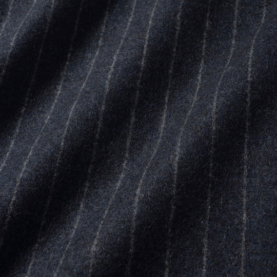 Optima 16.5 Merino Wool Jersey Banker Stripe ダブル6Bクラシックテーラードジャケット ネイビー