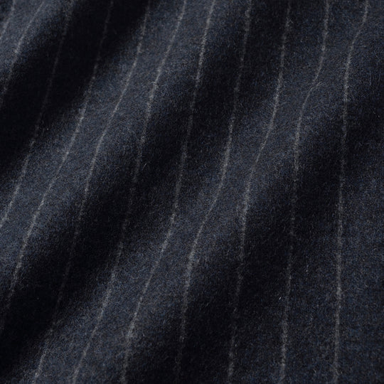 Optima 16.5 Merino Wool Jersey Banker Stripeサイドギャザートラウザー ネイビー