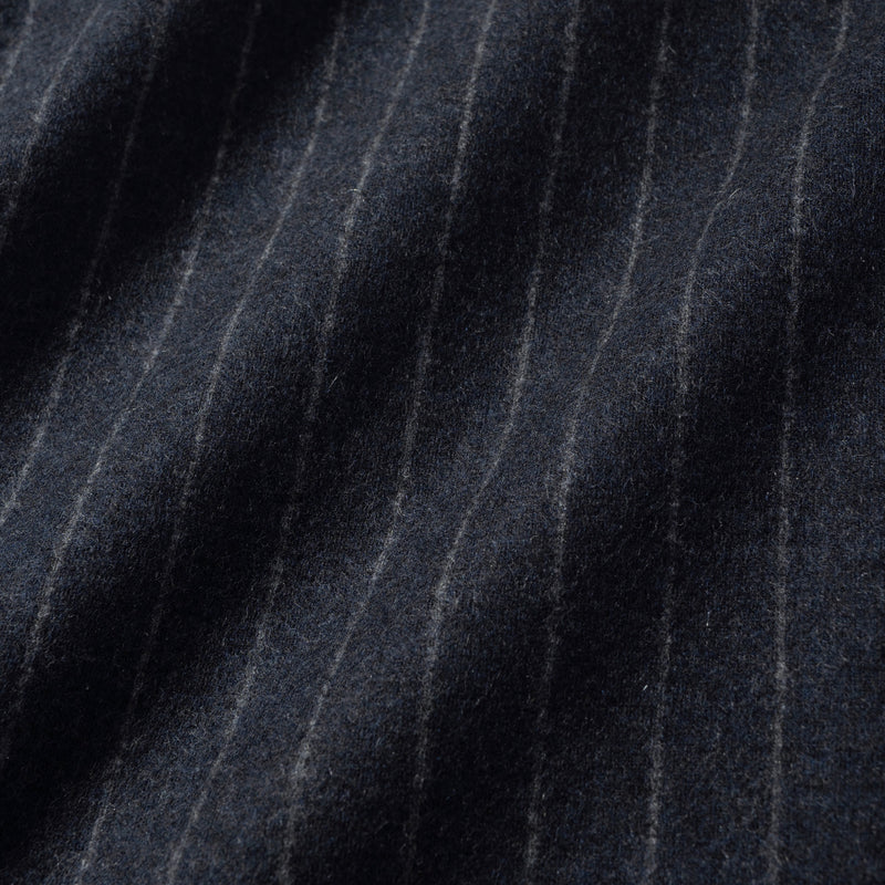 Optima 16.5 Merino Wool Jersey Banker Stripeサイドギャザートラウザー ネイビー