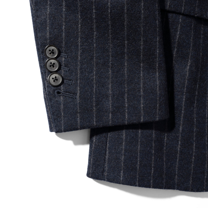 Optima 16.5 Merino Wool Jersey Bankaer Stripe シングル２Bクラシックテーラードジャケット ネイビー