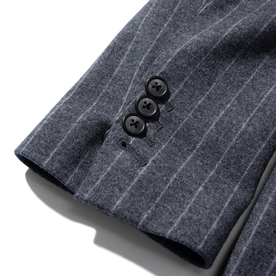 Optima 16.5 Merino Wool Jersey Bankaer Stripe シングル２Bクラシックテーラードジャケット グレー