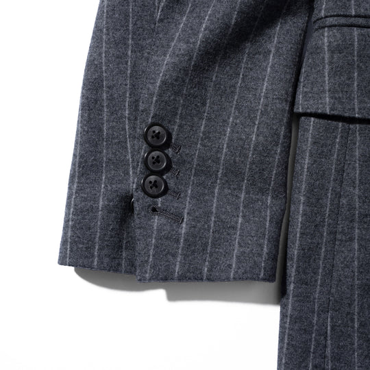 Optima 16.5 Merino Wool Jersey Bankaer Stripe シングル２Bクラシックテーラードジャケット グレー