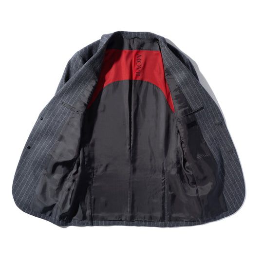 Optima 16.5 Merino Wool Jersey Bankaer Stripe シングル２Bクラシックテーラードジャケット グレー