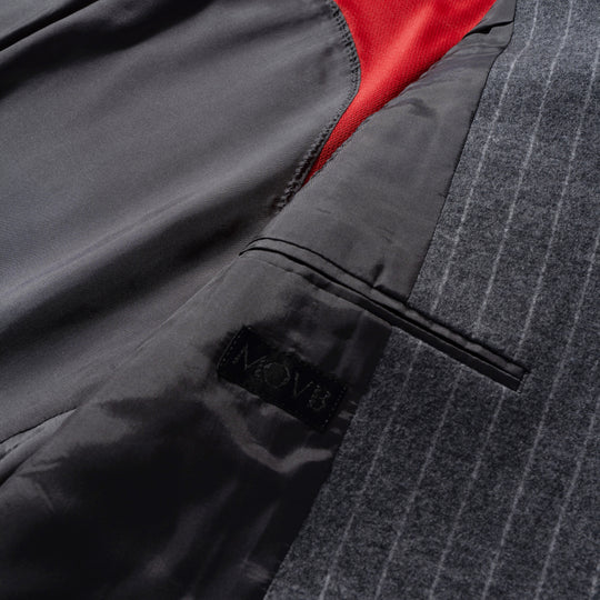 Optima 16.5 Merino Wool Jersey Bankaer Stripe シングル２Bクラシックテーラードジャケット グレー