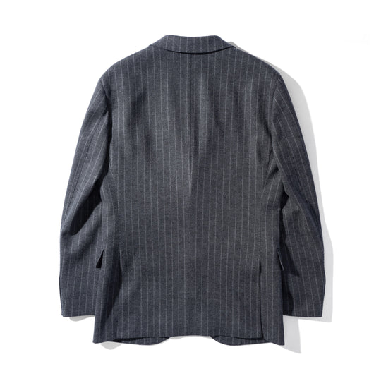 Optima 16.5 Merino Wool Jersey Bankaer Stripe シングル２Bクラシックテーラードジャケット グレー