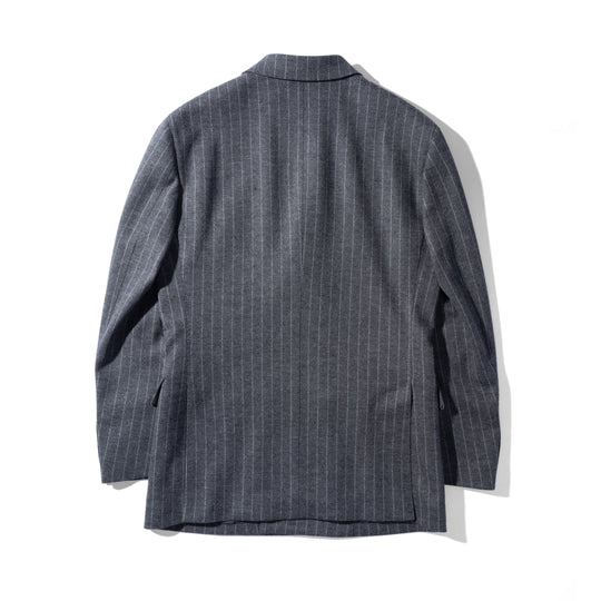 Optima 16.5 Merino Wool Jersey Banker Stripe ダブル6Bクラシックテーラードジャケット グレー