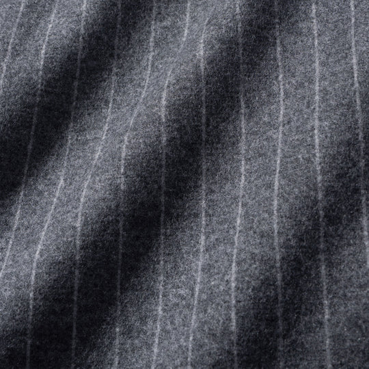 Optima 16.5 Merino Wool Jersey Banker Stripeサイドギャザートラウザー グレー