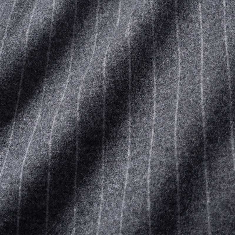 Optima 16.5 Merino Wool Jersey Banker Stripeサイドギャザートラウザー グレー