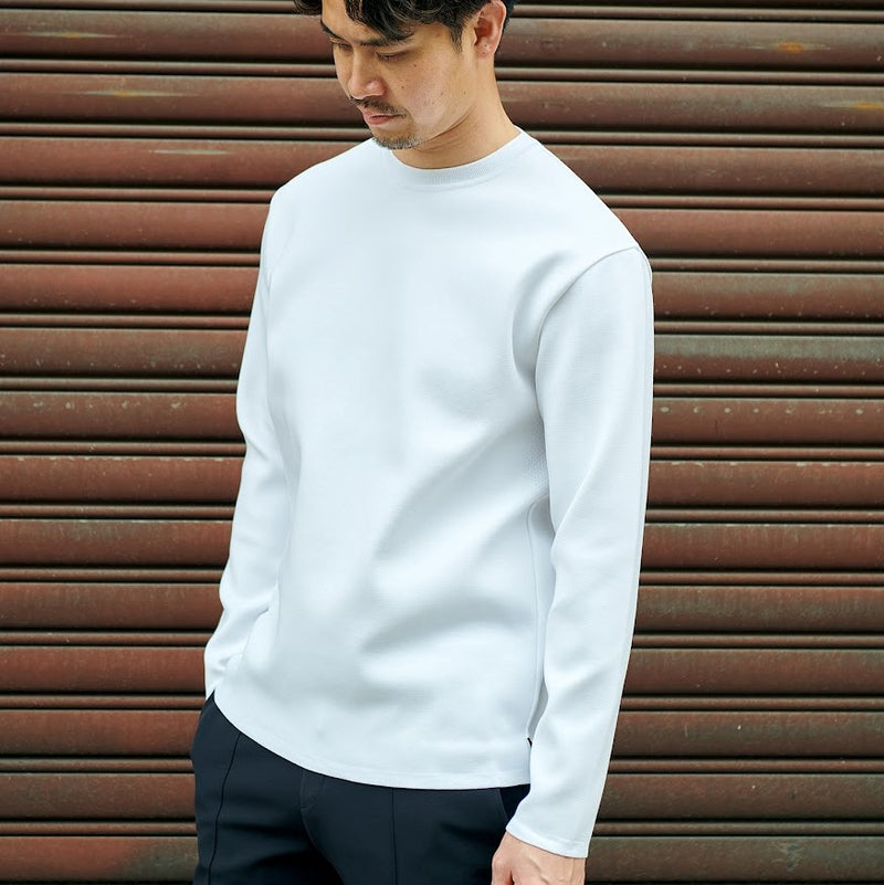 TECH LUXE KNITTED LONG TEE WHITE