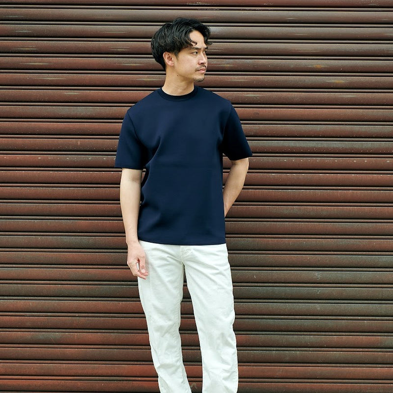 TECH LUXE KNITTED TEE NAVY