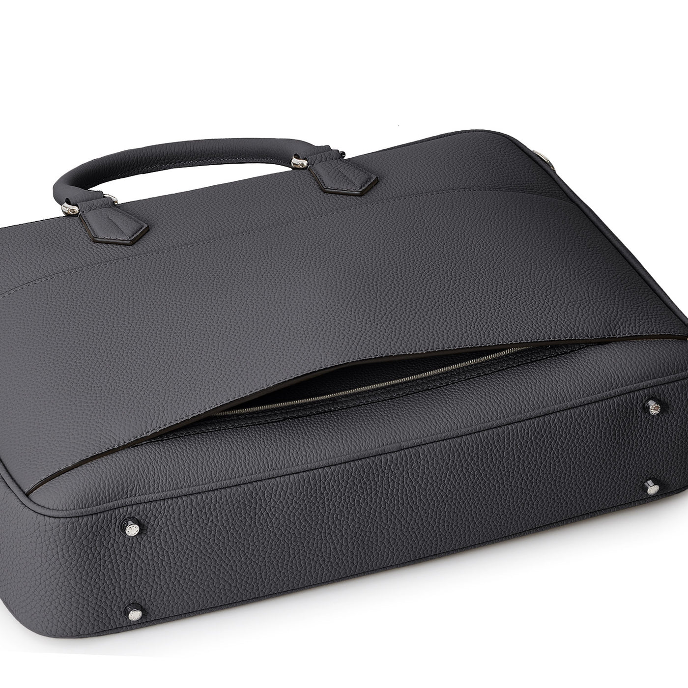 ジャクソン ブリーフケース シュリンクレザー チャコールグレー