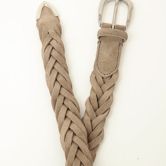 【干場別注】スウェードメッシュベルト ベージュ