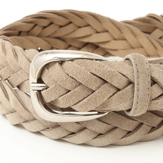 【干場別注】スウェードメッシュベルト ベージュ