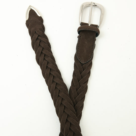 【干場別注】スウェードメッシュベルト ブラウン