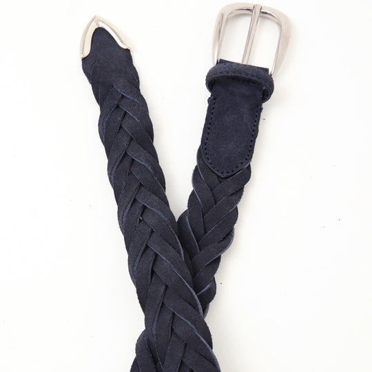 【干場別注】スウェードメッシュベルト ネイビー