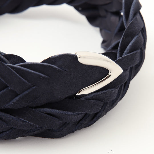 【干場別注】スウェードメッシュベルト ネイビー