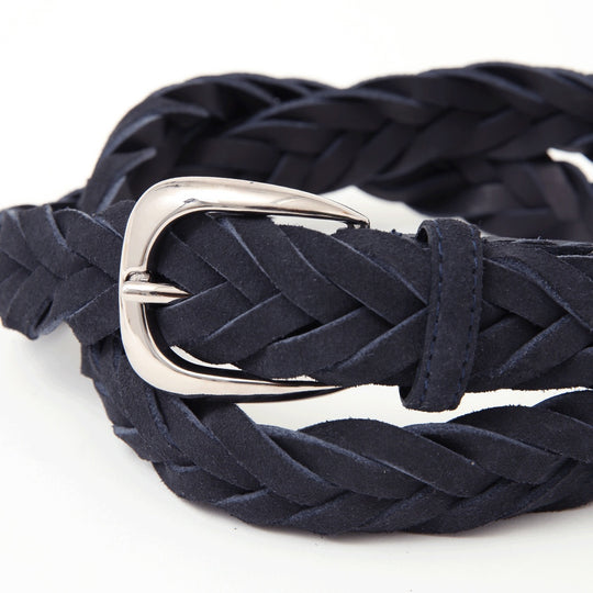 【干場別注】スウェードメッシュベルト ネイビー