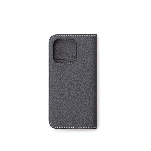 ダイアリーケース(iPhone 15 Pro)シュリンクレザー チャコールグレー