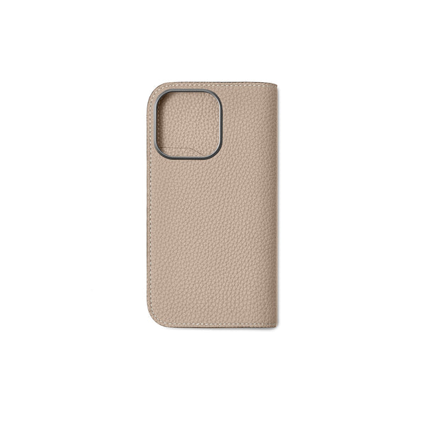 ダイアリーケース(iPhone 16 Pro)シュリンクレザー グレージュ