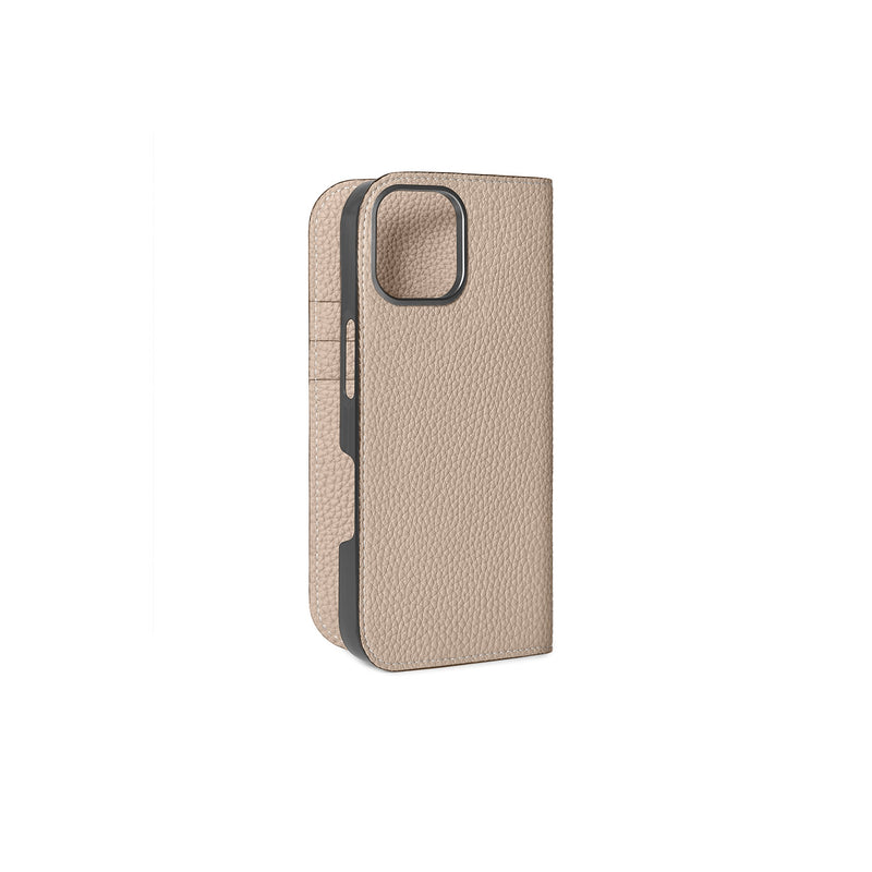ダイアリーケース シュリンクレザー(iPhone 17) グレージュ – MINIMAL
