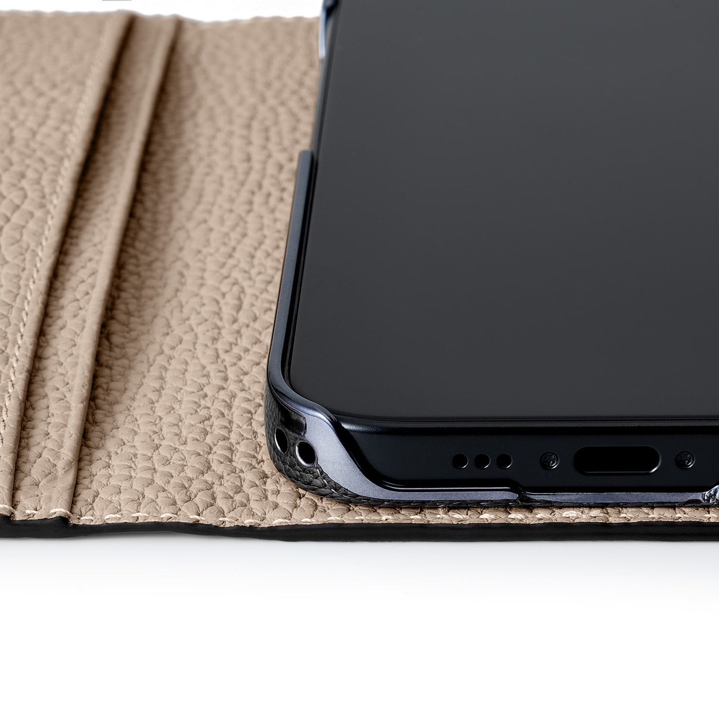 ダイアリーケース シュリンクレザー(iPhone 17) グレージュ – MINIMAL