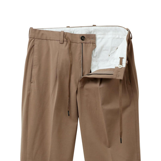 干場別注 ライトストレッチジャージ ワンプリーツイージーパンツ ライトブラウン