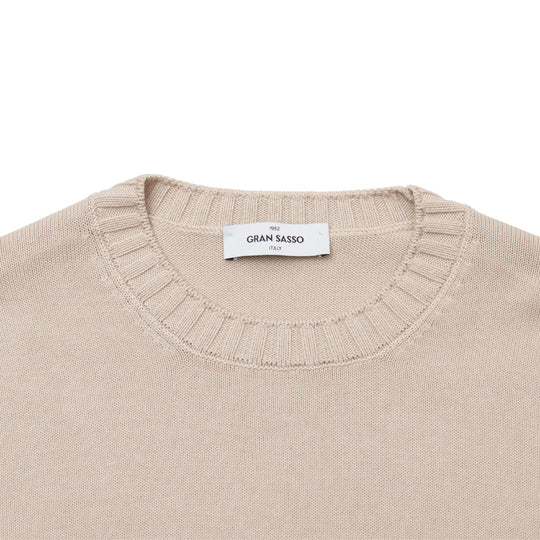 8G ソフトコットン リブ クルーネック L/SLV ベージュ