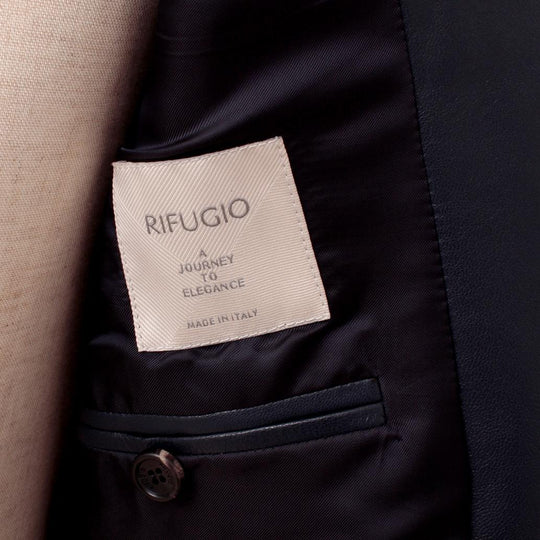 干場別注 レザージャケット ダークブルー