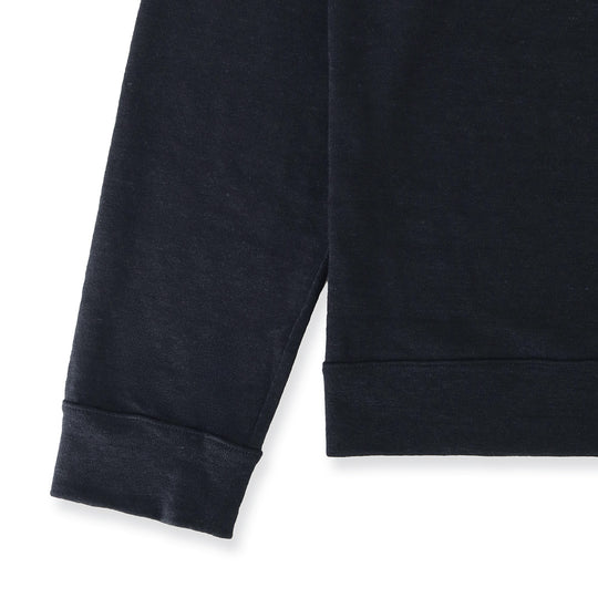 リネンジャージー スタンドカラー ジップアップ ブルゾン ネイビー