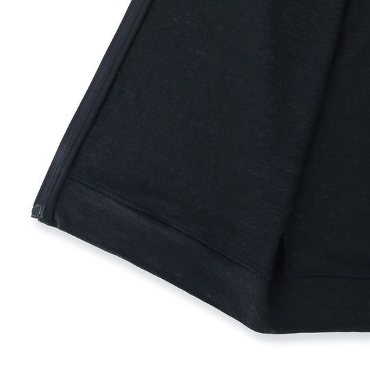 リネンジャージー スタンドカラー ジップアップ ブルゾン ネイビー