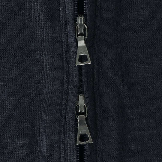 リネンジャージー スタンドカラー ジップアップ ブルゾン ネイビー