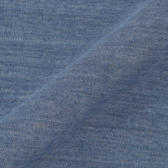 リネンジャージー スタンドカラー ジップアップ ブルゾン ブルー