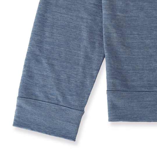 リネンジャージー スタンドカラー ジップアップ ブルゾン ブルー