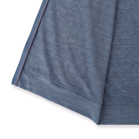 リネンジャージー スタンドカラー ジップアップ ブルゾン ブルー