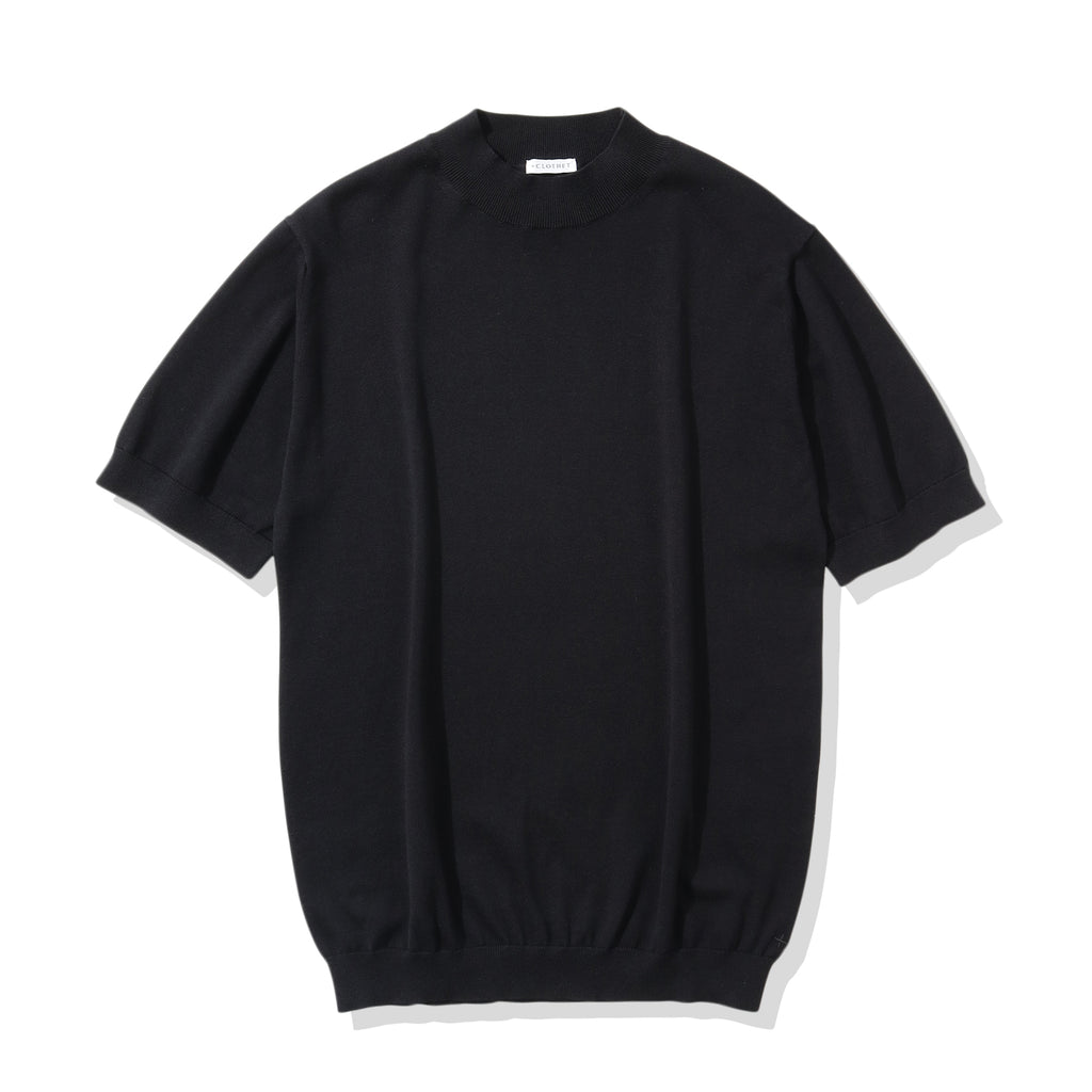 SUVIN PLATINUM モックネック ニットTシャツ ブラック – MINIMAL 