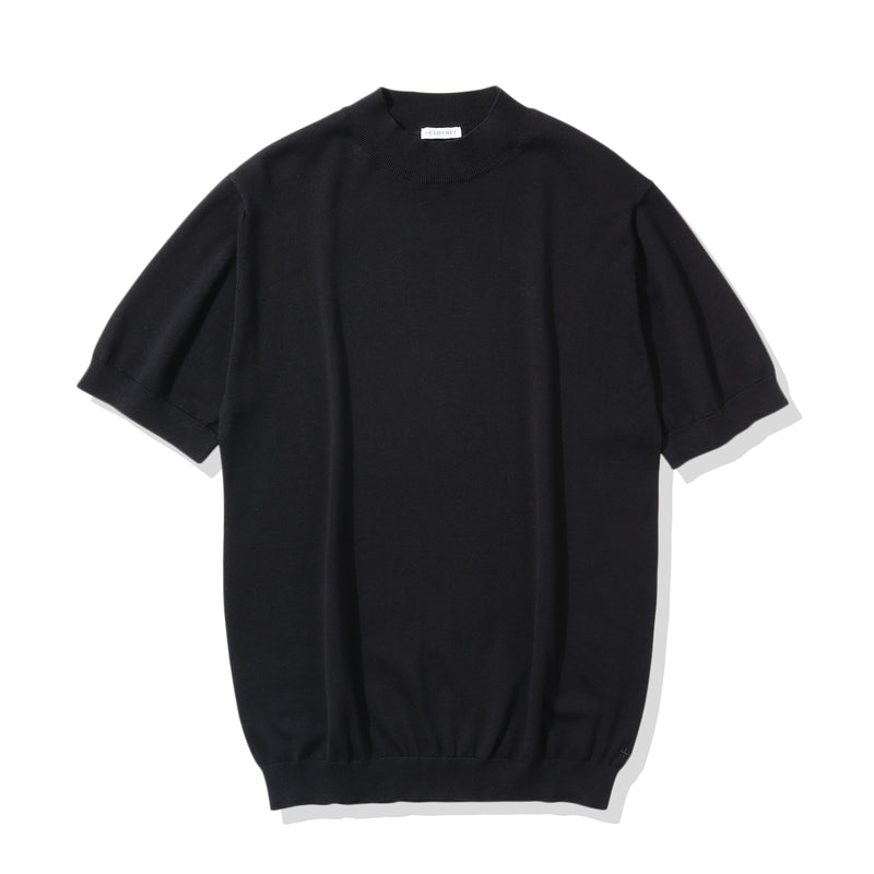 SUVIN PLATINUM<br>モックネック ニットTシャツ ブラック