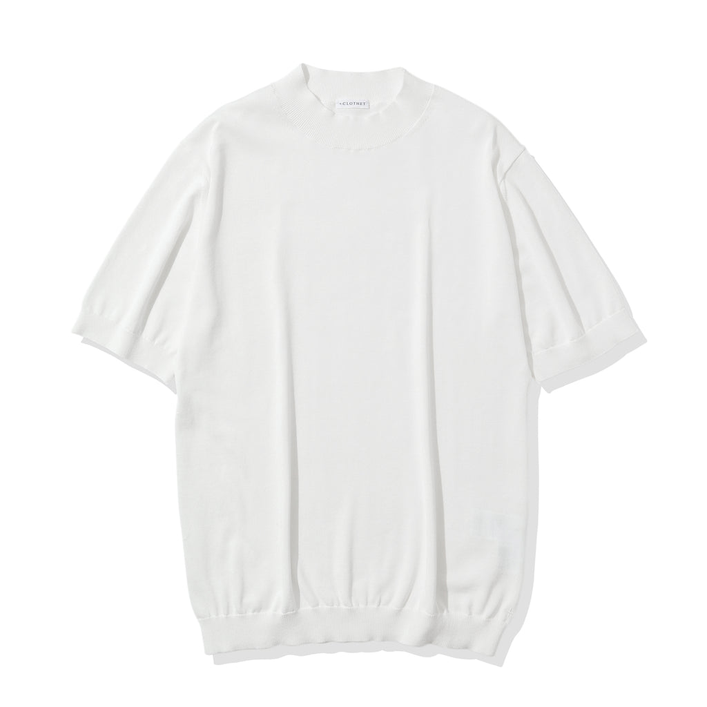 SUVIN PLATINUMモックネック ニットTシャツ ホワイト – MINIMAL