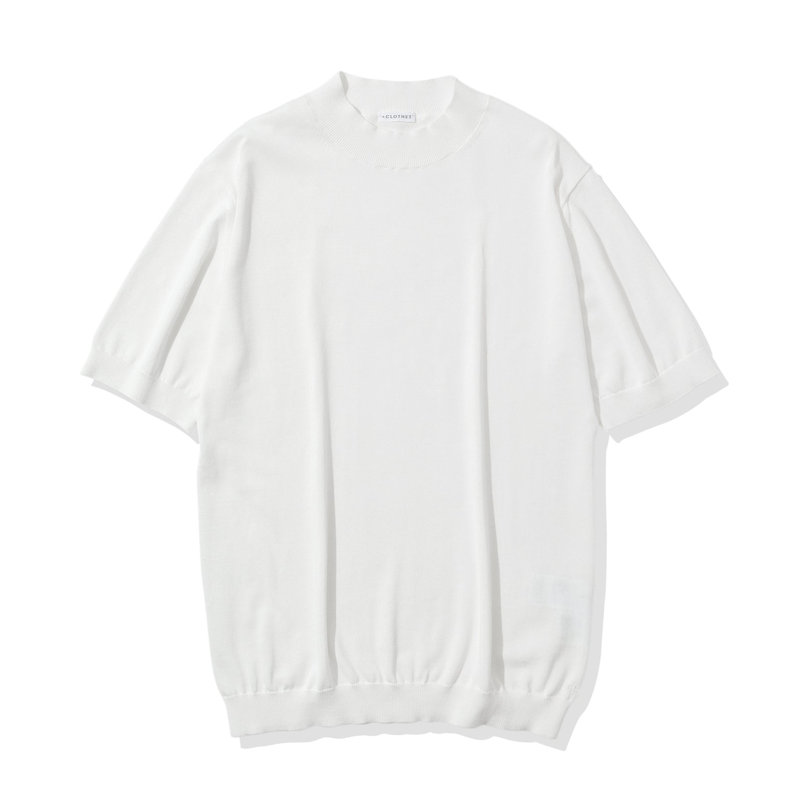 SUVIN PLATINUM モックネック ニットTシャツ ホワイト – MINIMAL WARDROBE（ミニマルワードローブ）