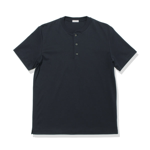 SUVIN PLATINUM ヘンリーネック Tシャツ ネイビー